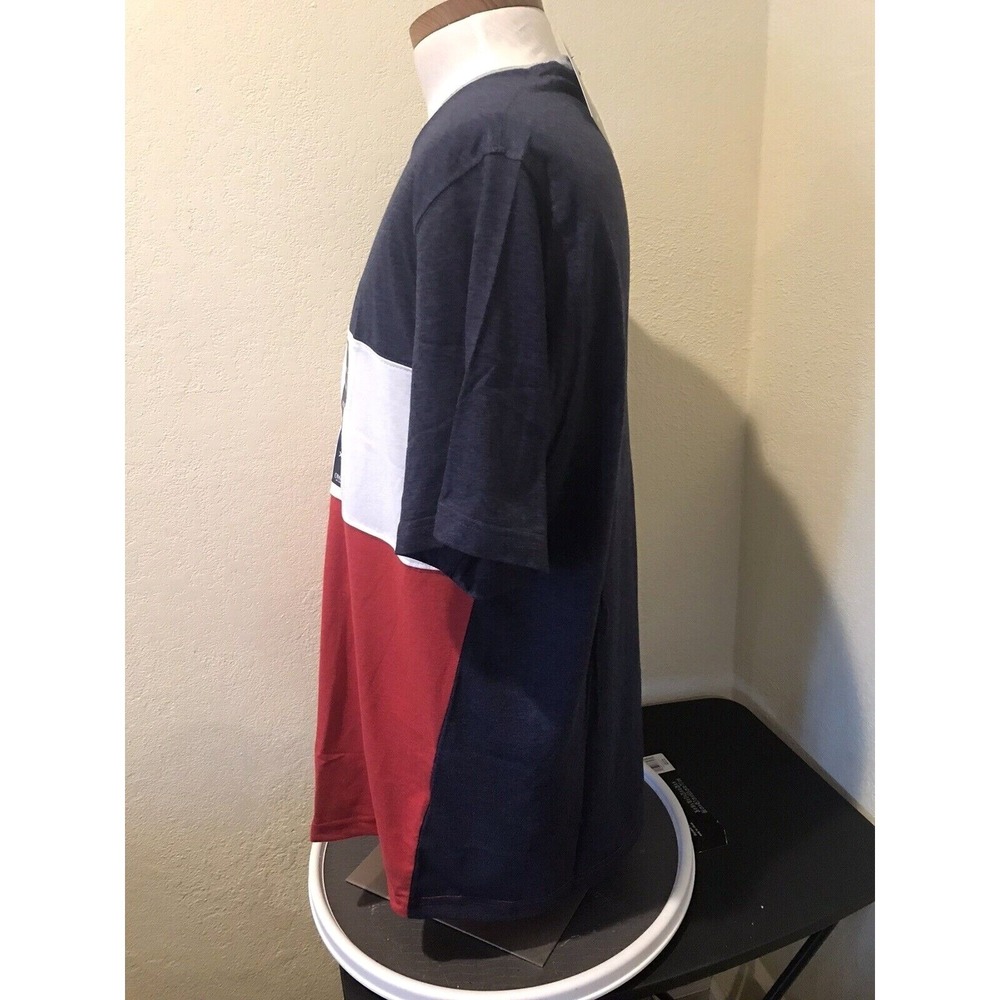Chaps Mens XXL Colorblock T-Shirt Navy White Red Short Sleeve Crew Neck Logo - Picture 4 of 13